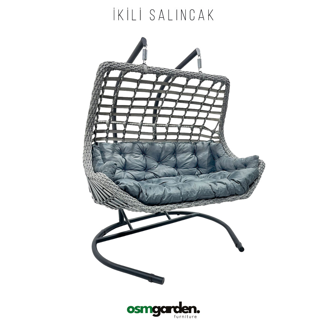 Bahçe Mobilyası İkili Salıncak Rattan